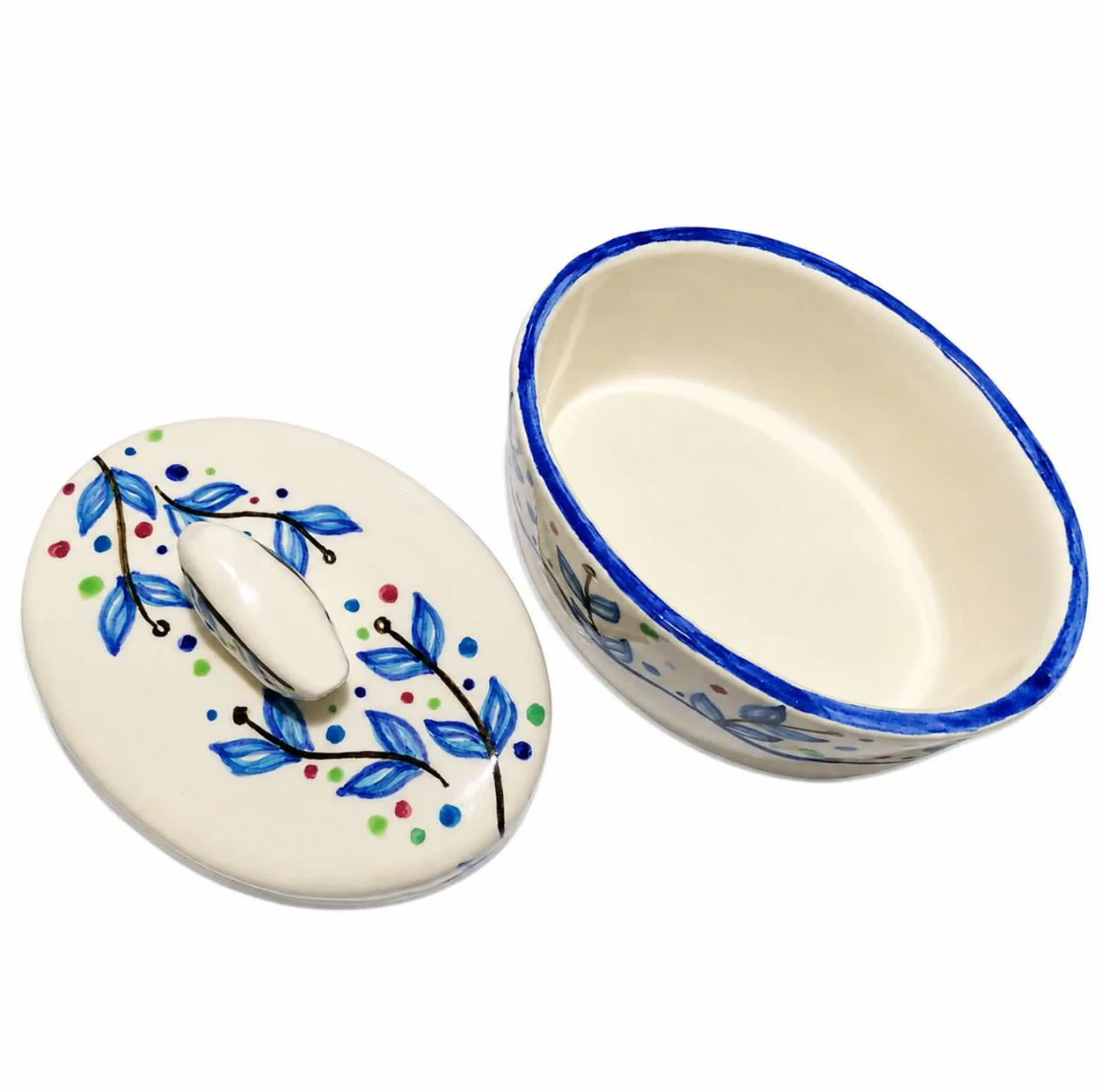 قندان سرامیکی مدل بیضی طرح برگ