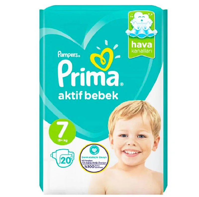 پوشک پریما مدل Aktif bebek سایز 7 بسته 20 عددی