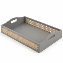 سینی دسته دار طرح حصیری کد G247 سایز 22*33 سانتی متر