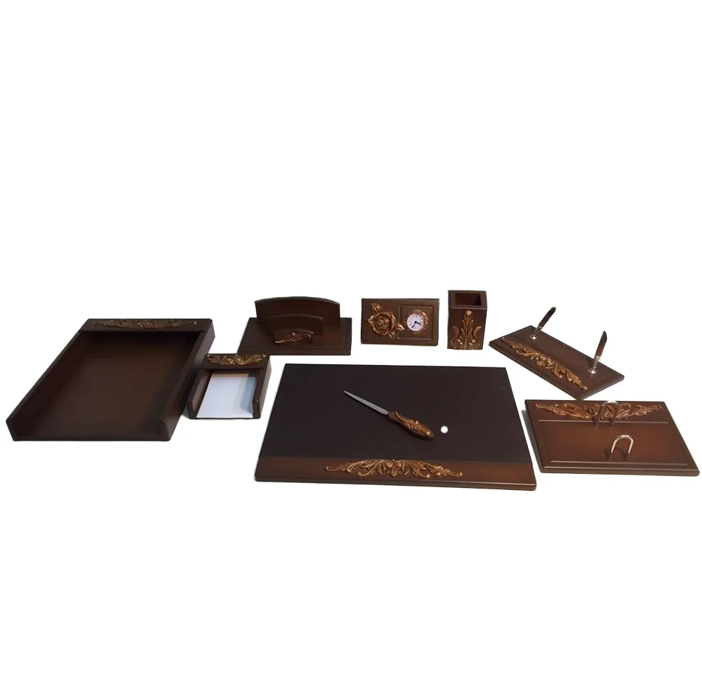 ست لوازم اداری رومیزی مدل مدیریتی Walnut inlaid design مجموعه 9 عددی