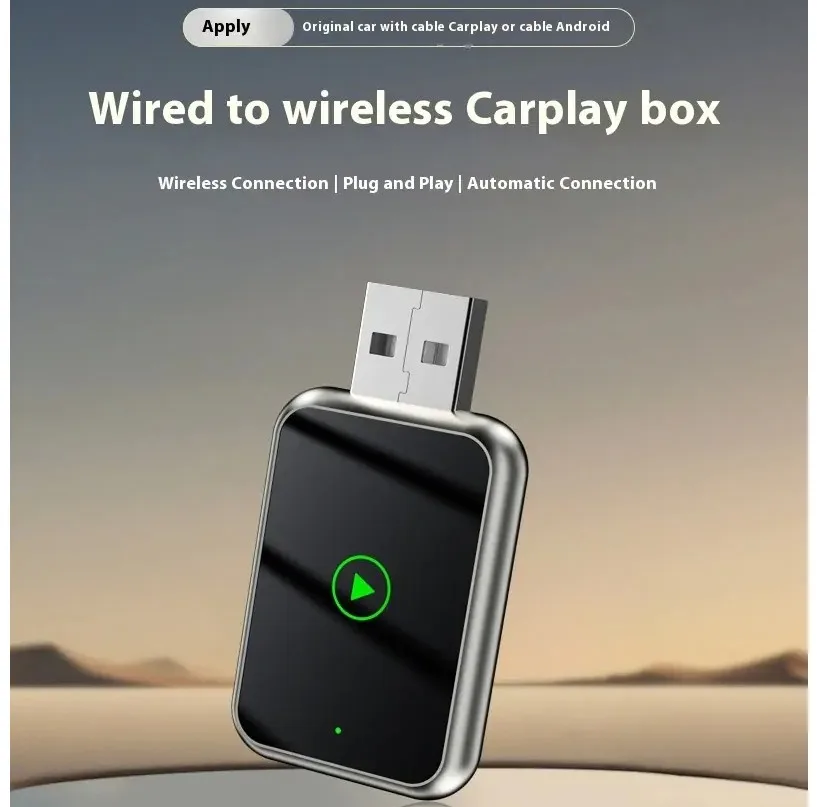 کارپلی و اندروید اتو مدل Wireless CarPlay/Android Auto Q1J به همراه مبدل USB به USB-C