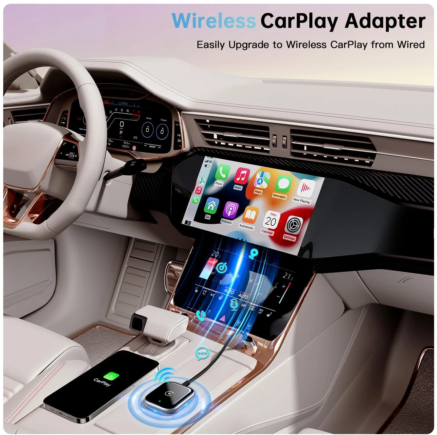 کارپلی و اندروید اتو مدلwireless Carplay/Android Auto به همراه مبدل USB به Type-C