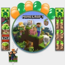 لوازم مهمانی تم تولد Minecraft مدل 06 مجموعه 14 عددی