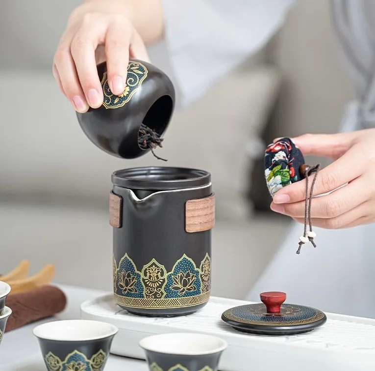 سرویس چای خوری 8 پارچه 3 نفره اشن مدل Herbal Tea طرح سنتی