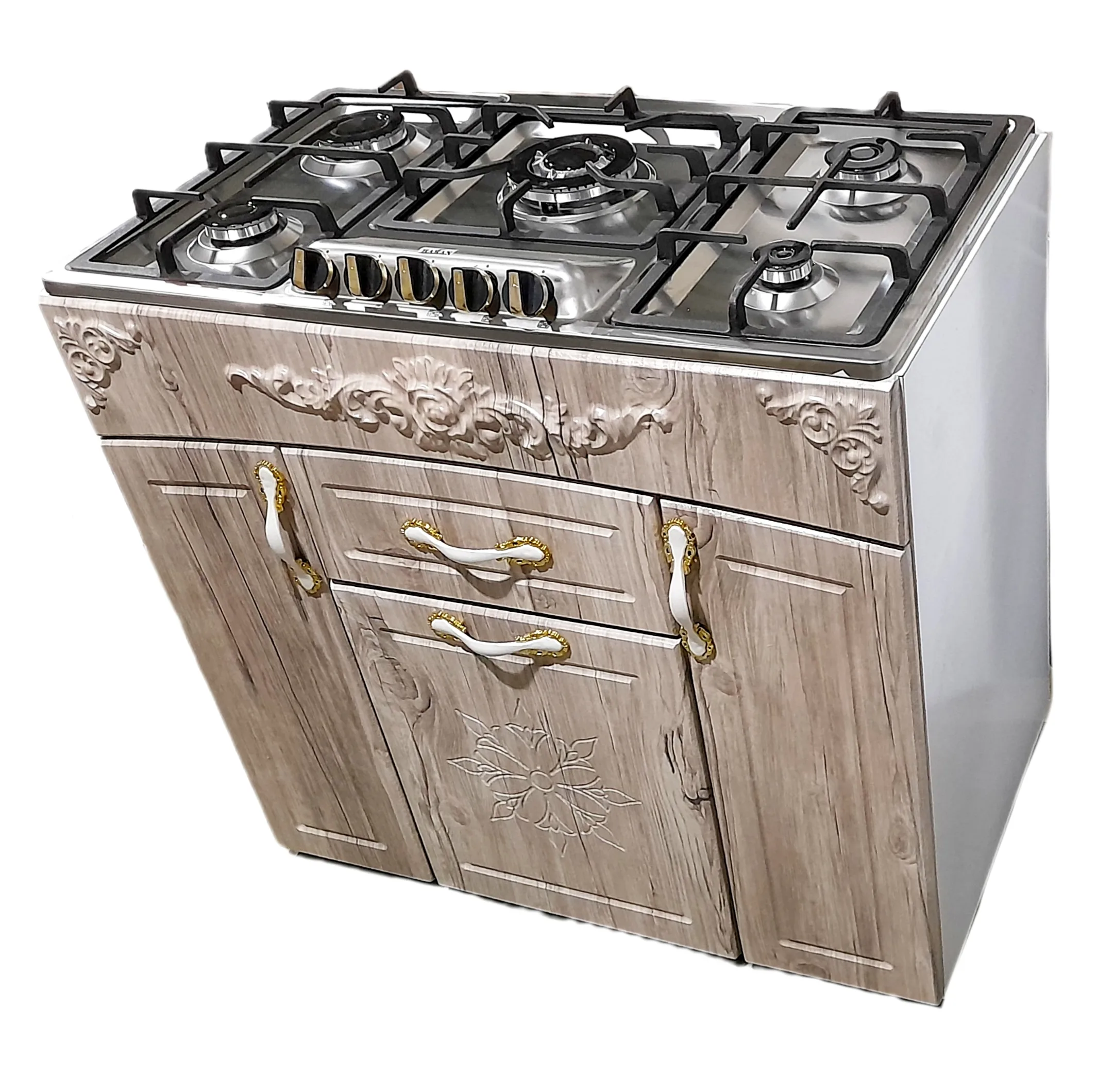اجاق گاز 5 شعله هاکان مدل اجاق گاز چهار درب صفحه استیل اپکسی کوهان دار با ترموکوپل /TER57
