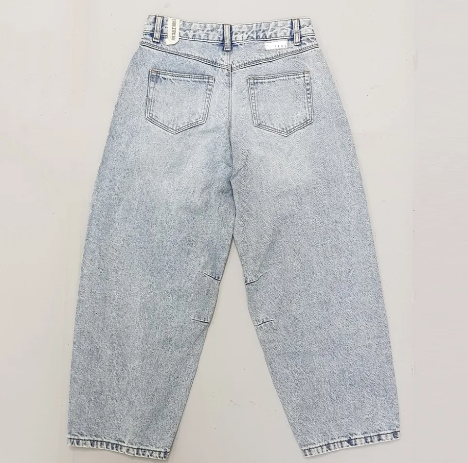شلوار جین مام استایل دخترانه مدل نگین دار بالنی