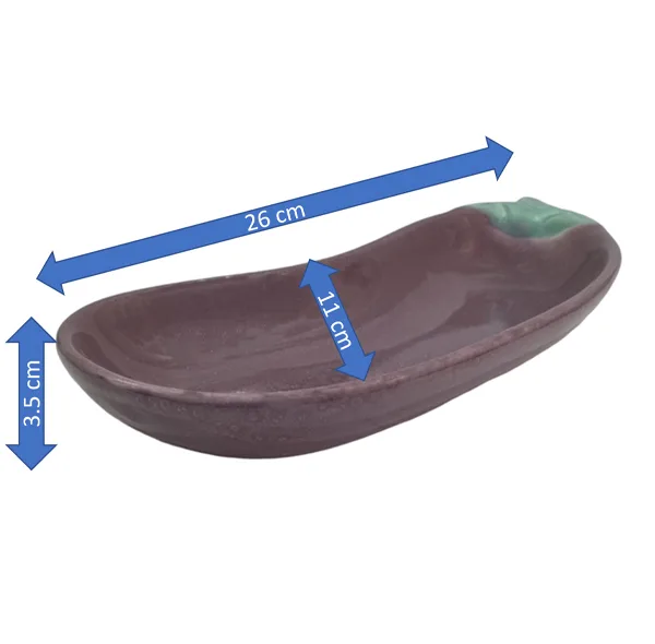 اردوخوری و دسرخوری چینی مدل بادمجان کد 31443 با لعاب کورهای مناسب سرو ترشی، ژله و دسر، شستشو با دست و ماشین ظرفشویی