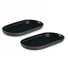 رولت‌خوری بیضی بی‌وی‌کی مدل گلکسی TP453248 چینی 24×12×2 سانتی‌متر، مناسب سرو رولت و خوراکی‌های باریک، شستشوی دستی، مجموعه 2 عددی