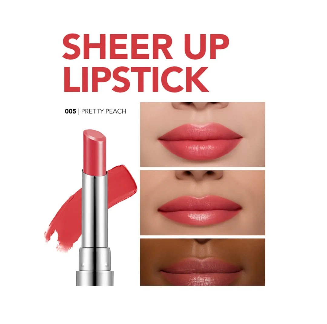 رژ لب جامد براق فلورمار مدل SHEER UP رنگ هلویی پررنگ شماره 05
