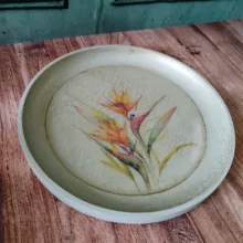 سینی بدون دسته مدل گل آبرنگی سایز 20*20 سانتی متر