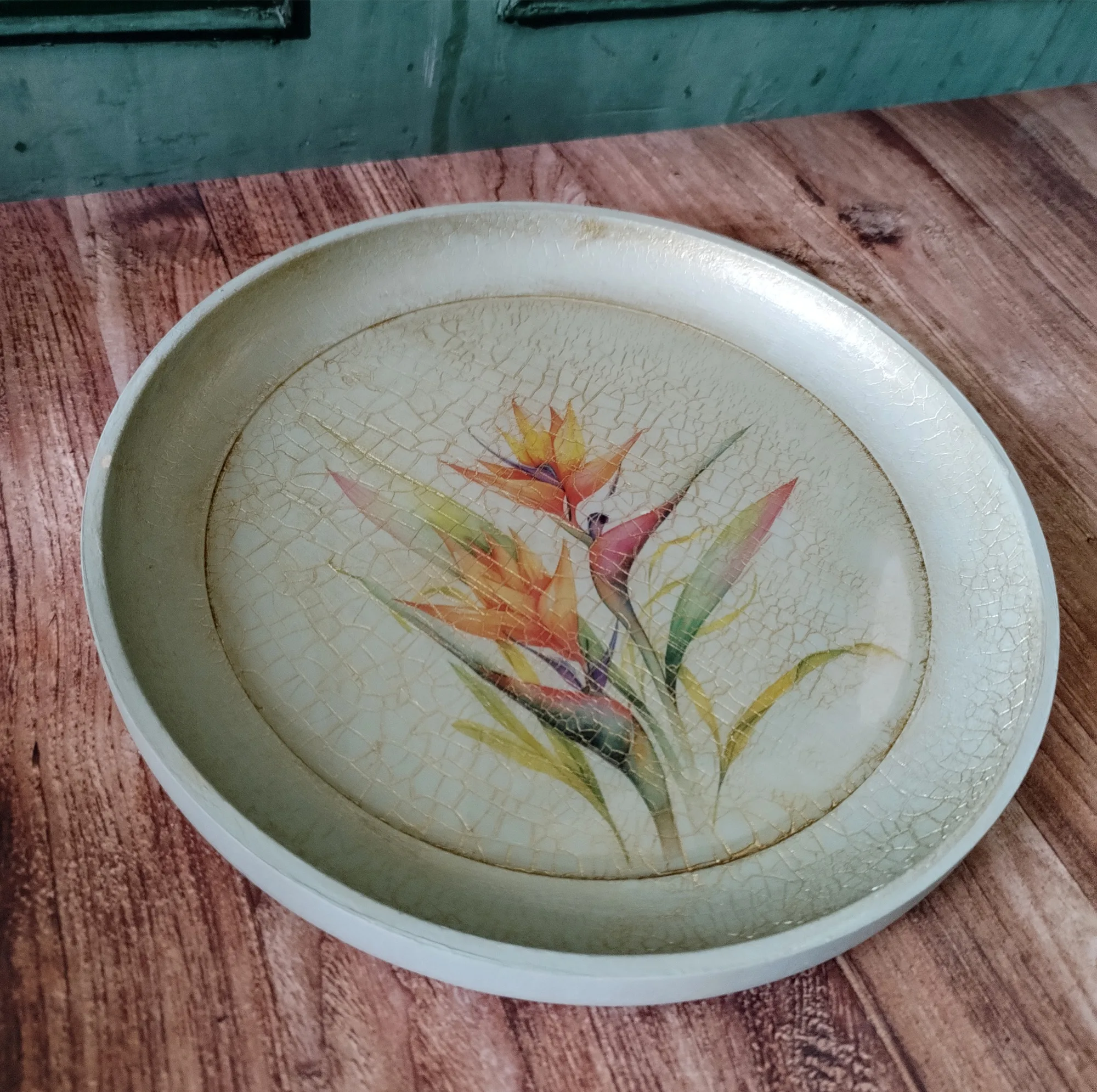 سینی بدون دسته مدل گل آبرنگی سایز 20*20 سانتی متر