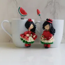 ماگ سرامیکی مدل شب یلدا کد L641  به همراه قاشق مجموعه 2 عددی