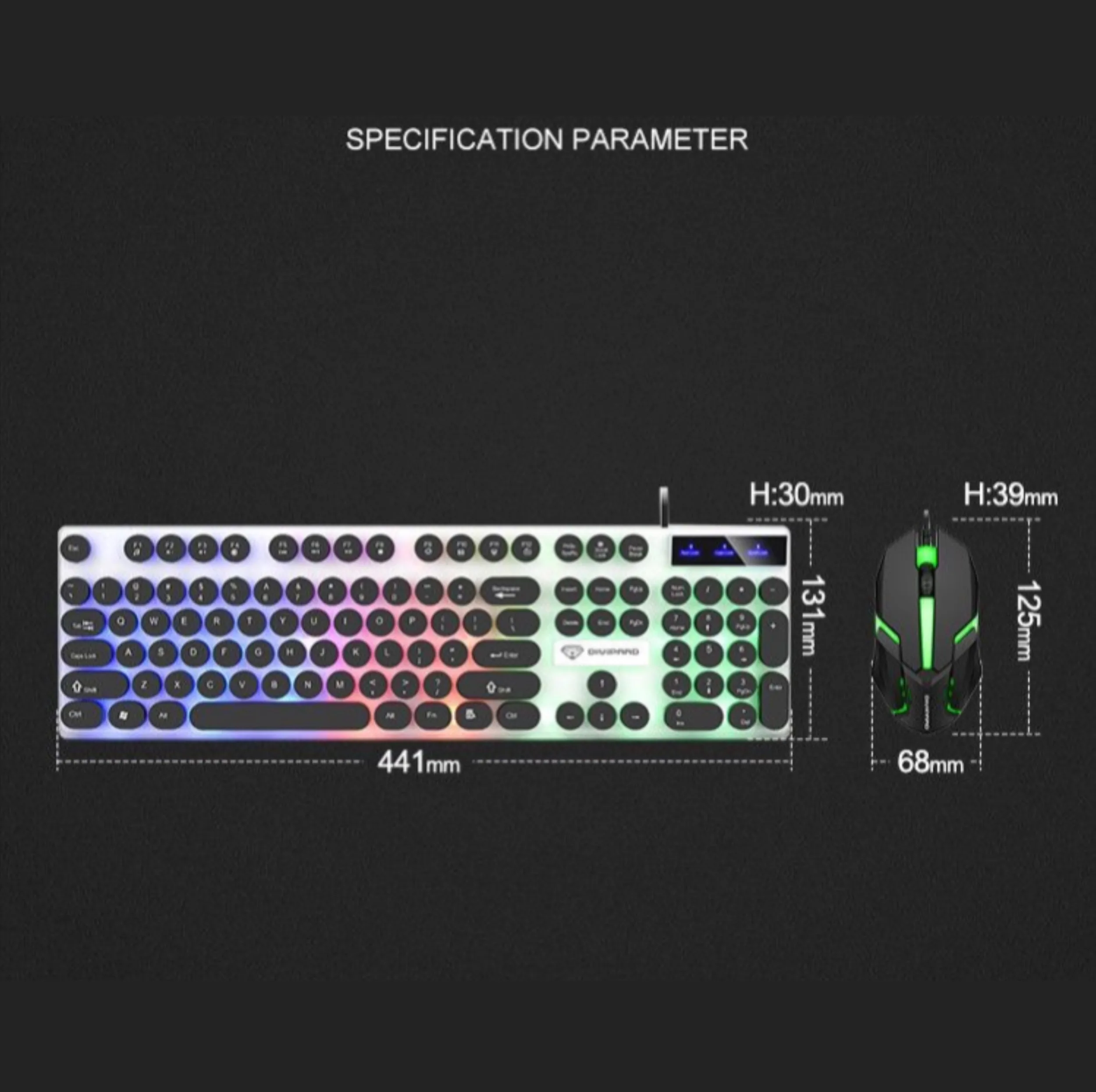 کیبورد و ماوس گیمینگ دیوایپارد مدل GMK-30
