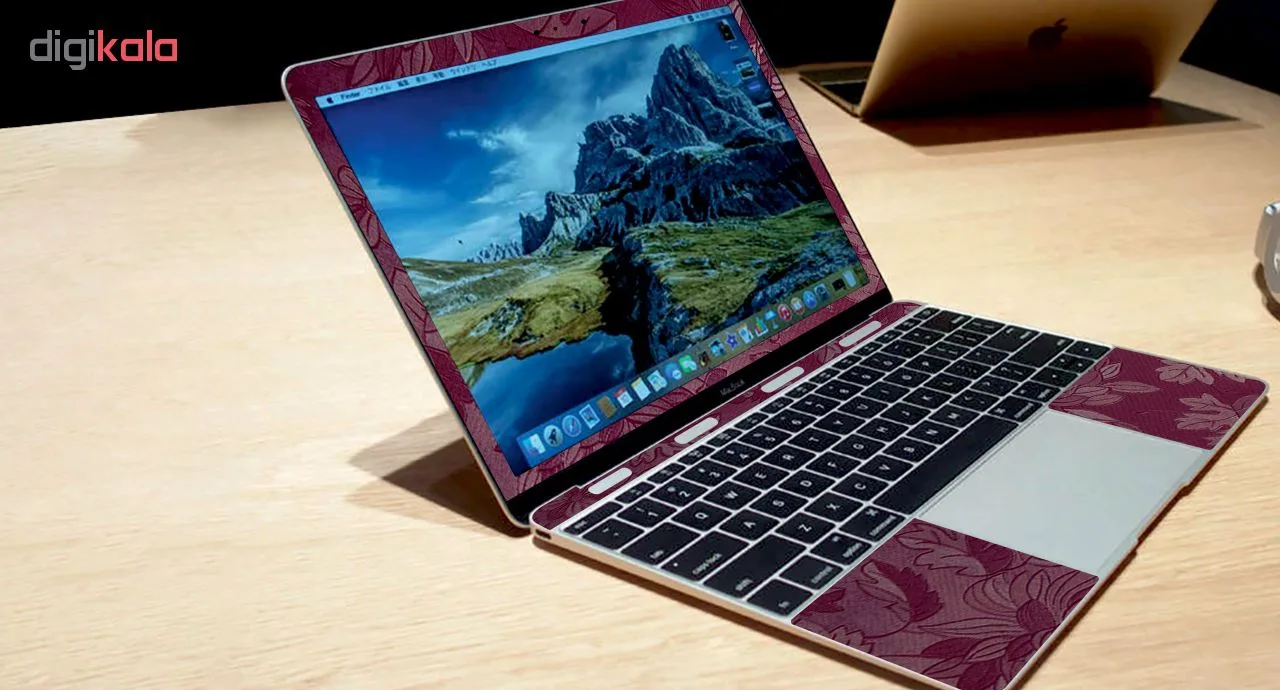 برچسب پوششی ماهوت طرح Red Wild-Flower مناسب برای لپ تاپ Macbook 12inch Retina