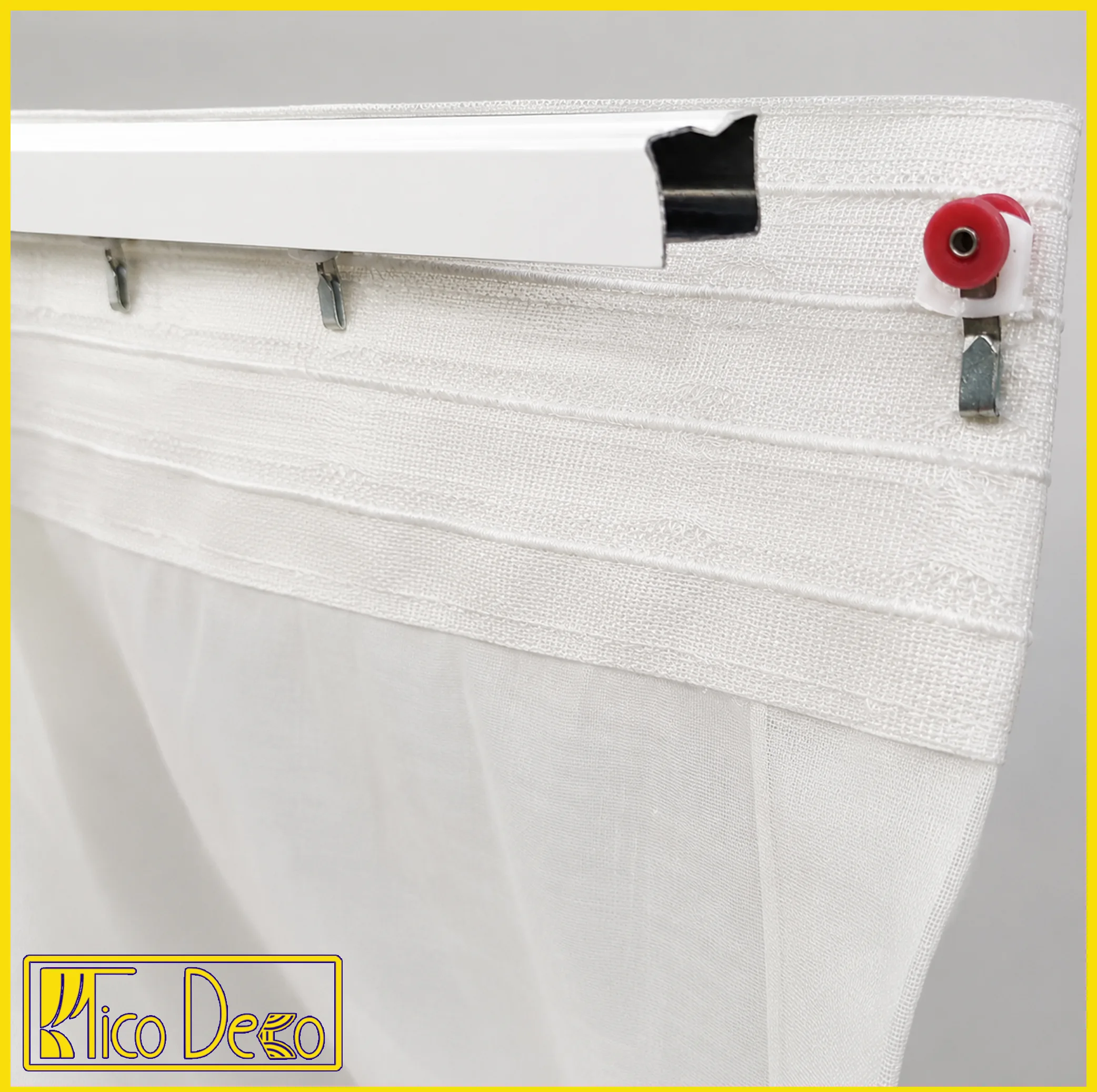 پرده تیکو دکو مدل دوخت ساده تور راشل کادکا طرح برگی دالبوردار سایز 280 × 600 سانتیمتر