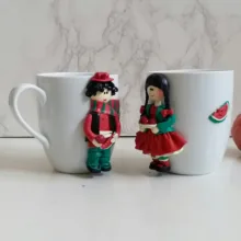 ماگ سرامیکی مدل هندوانه و انار کد L673 مجموعه 2 عددی