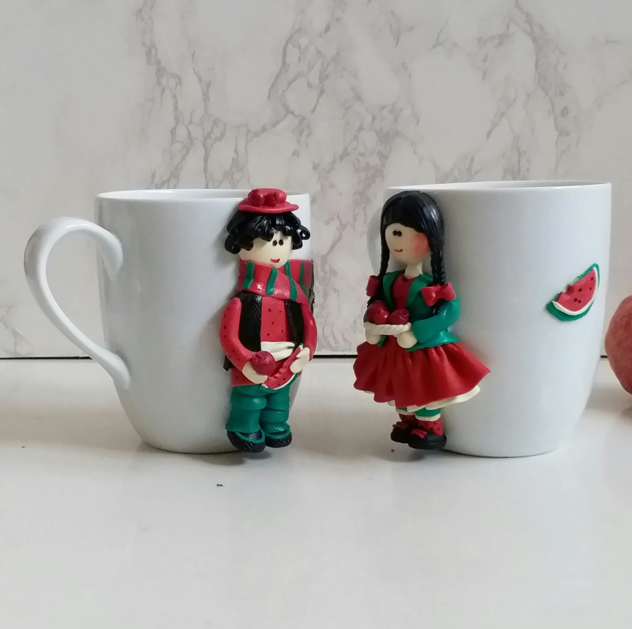 ماگ سرامیکی مدل هندوانه و انار کد L673 مجموعه 2 عددی