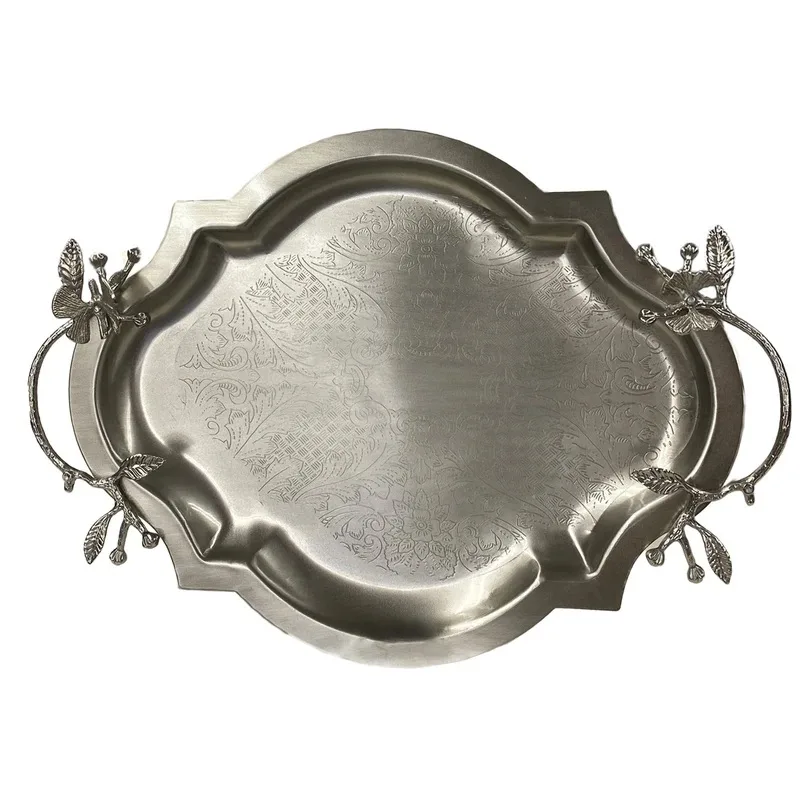 سینی دسته دار سالی نو مدل پروانه کد 608485 مجموعه دو عددی