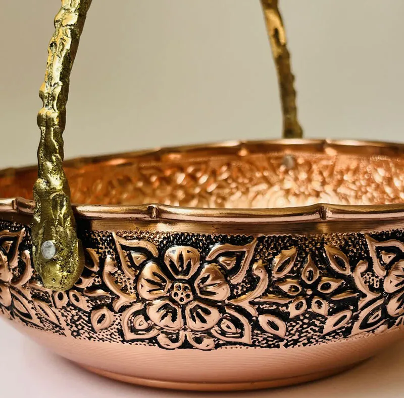 میوه خوری مسی مدل لب چین دسته دار کد ZH319.5
