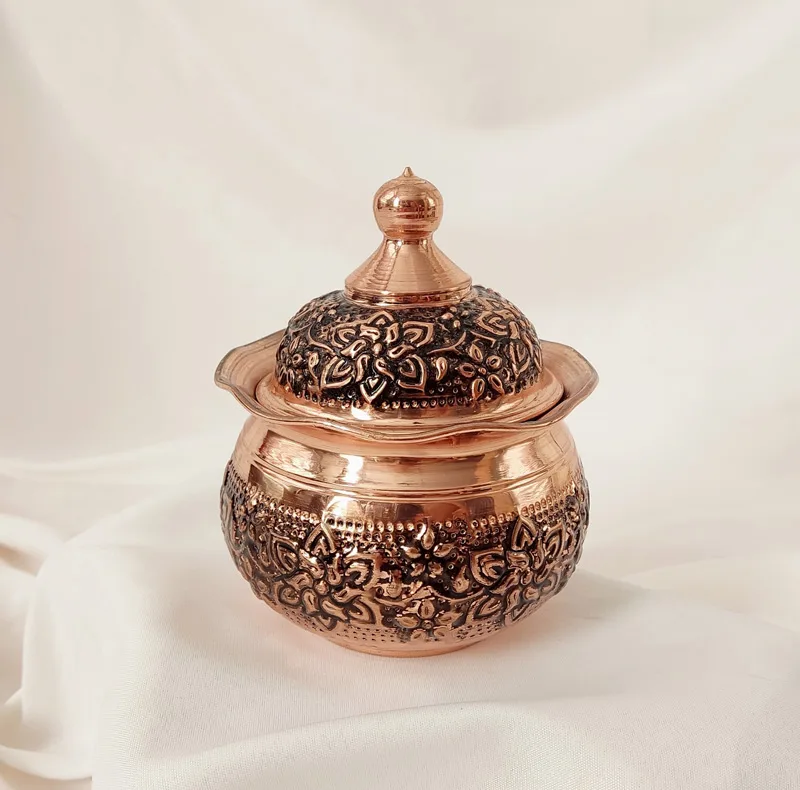 قندان مسی مدل قلم زنی کد ZH445