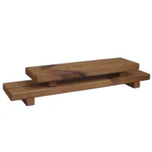 مجموعه دو عددی تخته سرو چوبی روسی با ابعاد 40x9x1.7 و 30x9x1.7 سانتی‌متر، آب‌بندی شده با روغن گیاهی، مقاوم در برابر آب، مناسب سرو و پذیرایی، قابل شست‌وشو با دست و تمیزکردن با پارچه مرطوب