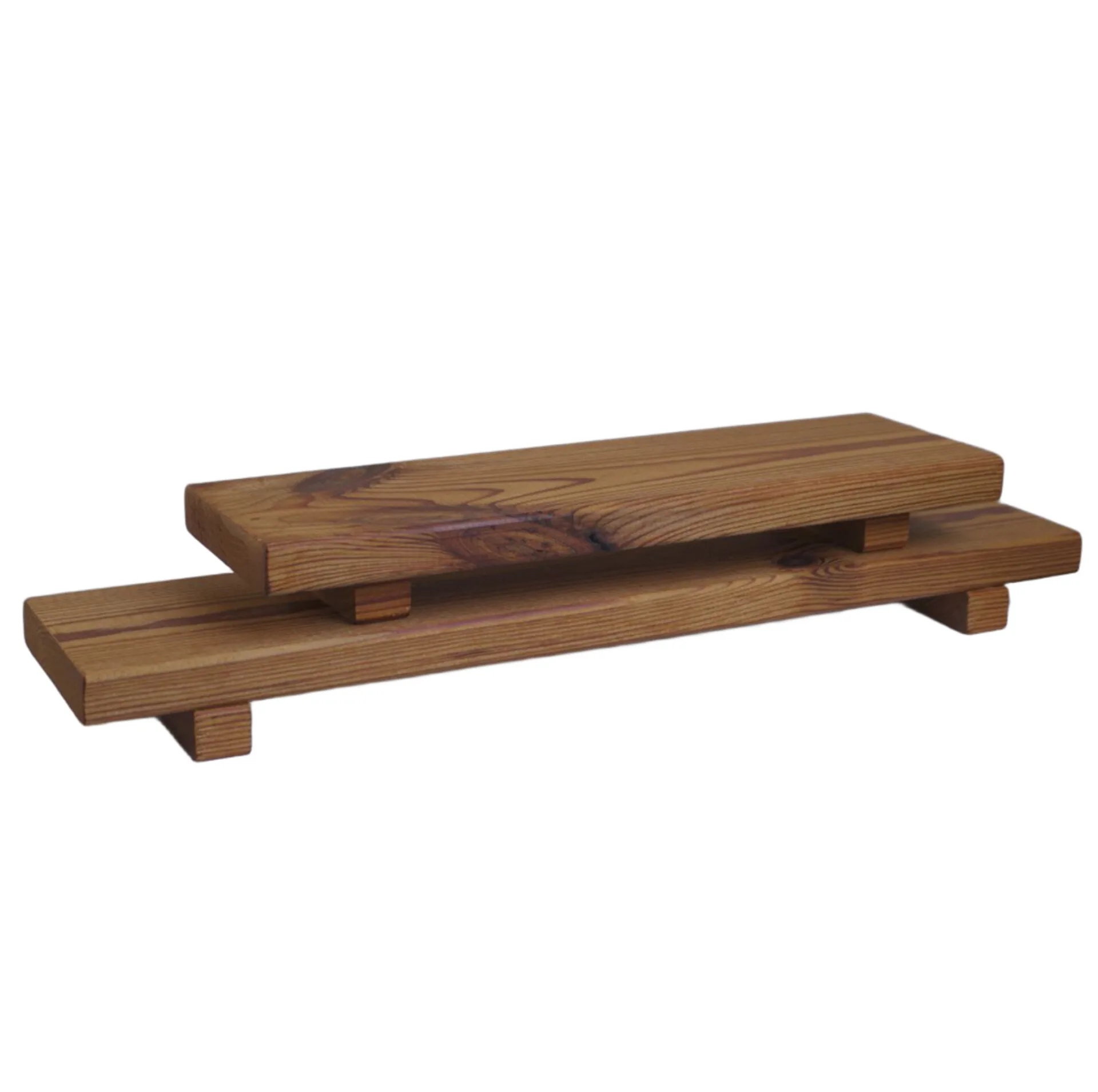 مجموعه دو عددی تخته سرو چوبی روسی با ابعاد 40x9x1.7 و 30x9x1.7 سانتی‌متر، آب‌بندی شده با روغن گیاهی، مقاوم در برابر آب، مناسب سرو و پذیرایی، قابل شست‌وشو با دست و تمیزکردن با پارچه مرطوب