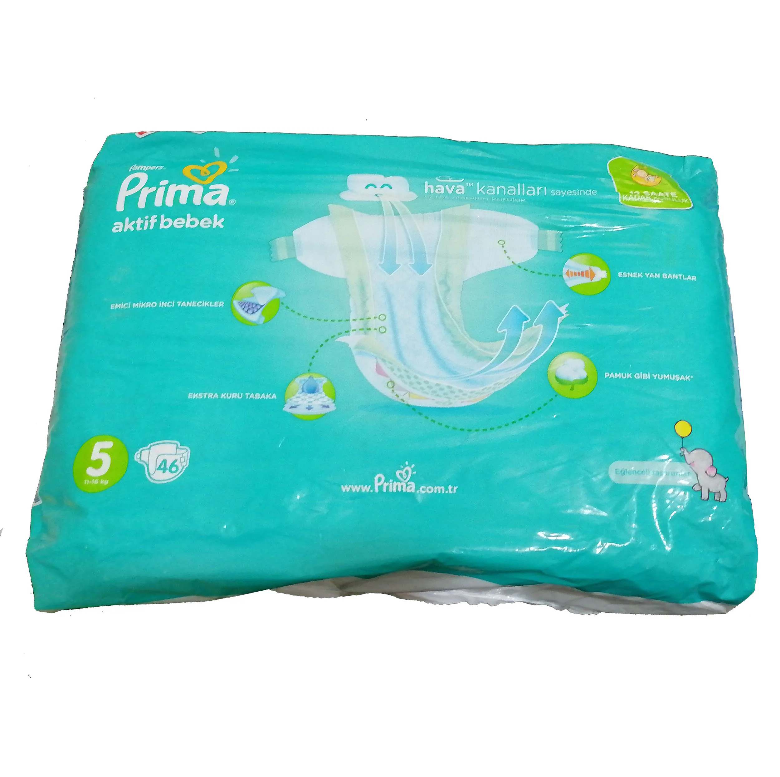 پوشک کودک پریما ترک مدل Aktif bebek چسبی سایز 5 بسته 46 عددی