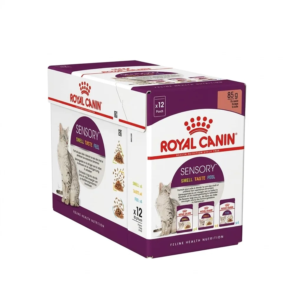پوچ گربه بالغ رویال کنین مدل sensory multi pack با طعم مرغ وزن 85 گرم بسته 12 عددی