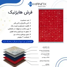 فرش ماشینی 1000 شانه هانوکس زمینه قرمز حاشیه کرم طوسی مدل مینیمال کد HANM.0017.2