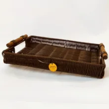 سینی دسته دار جایا مدل بافت و چوب سایز 40*20 سانتی متر