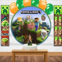 لوازم مهمانی تم تولد Minecraft مدل 06 مجموعه 14 عددی