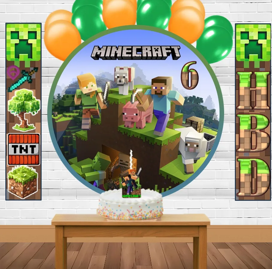 لوازم مهمانی تم تولد Minecraft مدل 06 مجموعه 14 عددی
