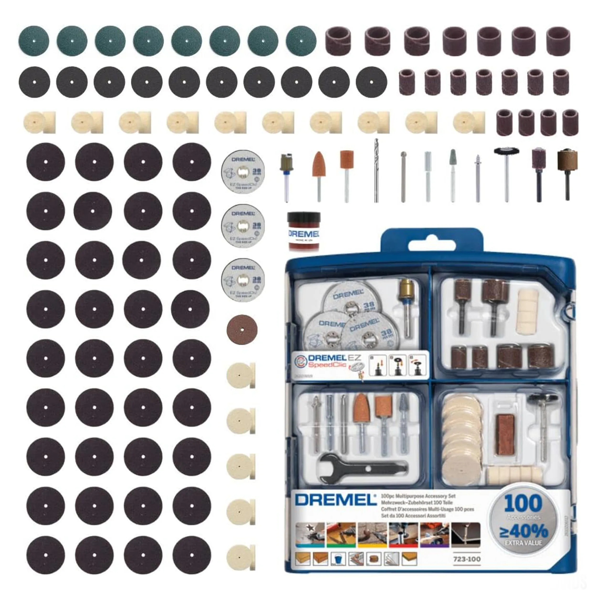 صفحه برش و ساب و پرداخت درمل مدل Dremel 723-100 Accessories مجموعه 100 عددی