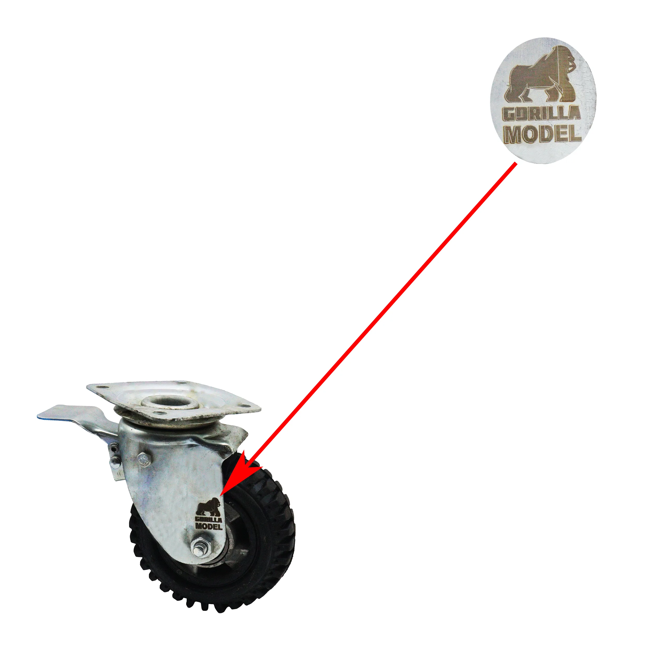 چرخ گردان ترمز دار مدل گوریلا کد YPT-KAFI-LASTIKI-16CM