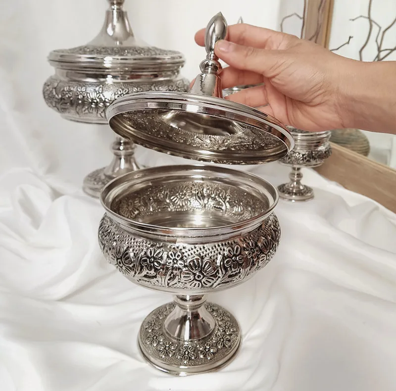 شکلات خوری مسی تک پایه در دار قلم زنی غزل گل کد ZH431.3