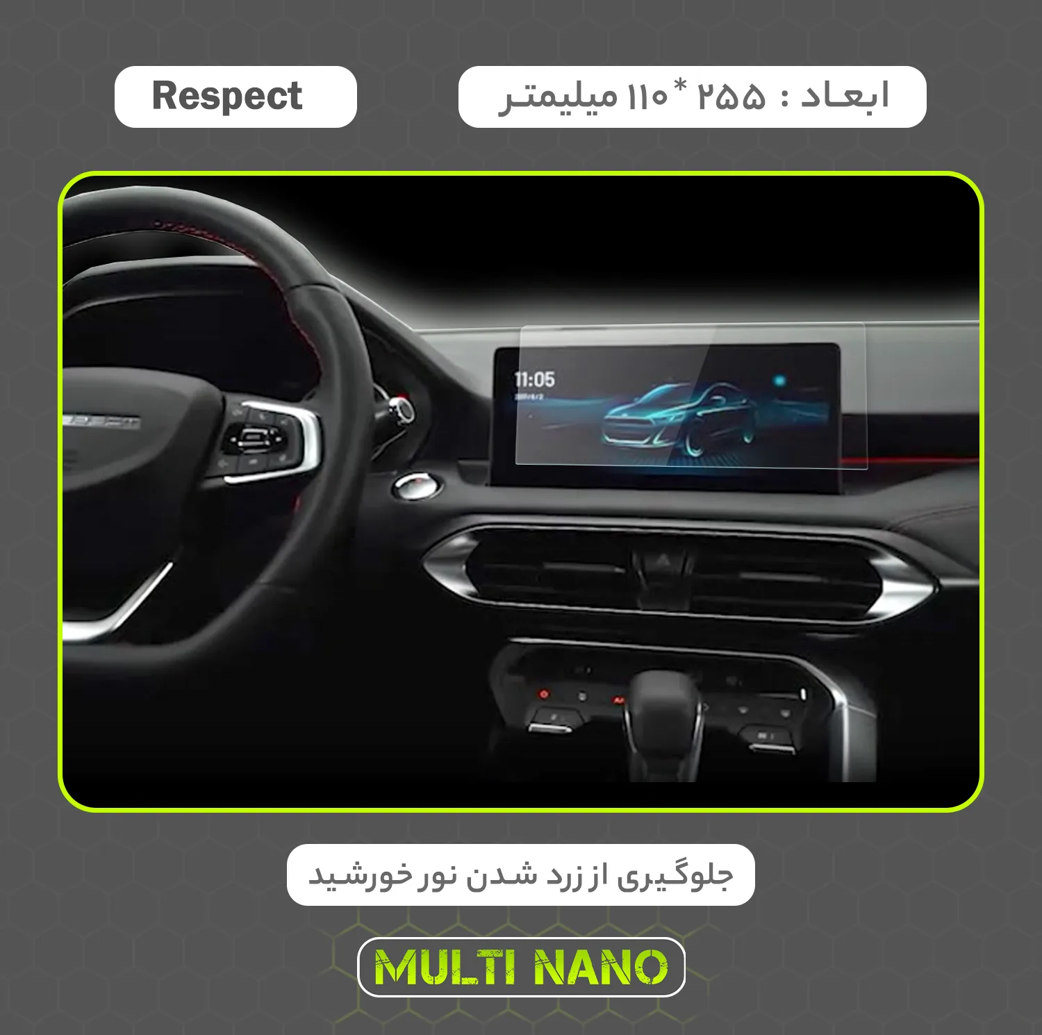 محافظ صفحه نمایش خودرو مولتی نانو مدل X-S2N مناسب برای بهمن Respect بسته دو عددی
