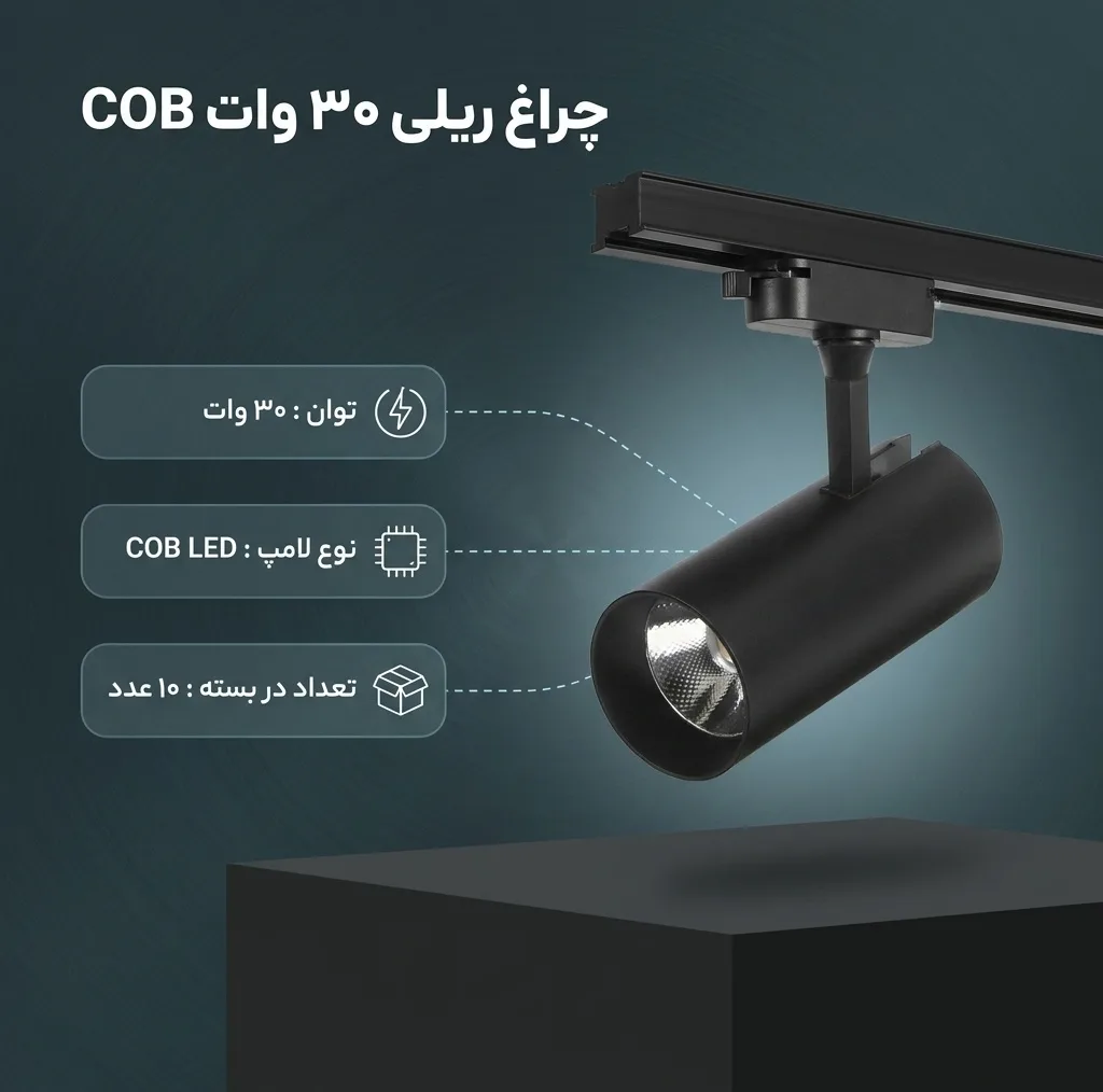 چراغ ریلی 30 وات مدل COB بسته 10 عددی
