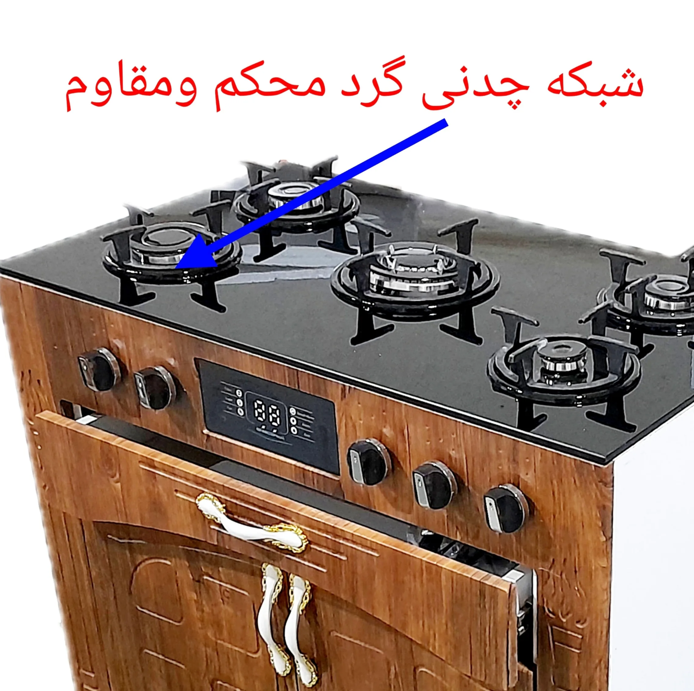 اجاق گاز 5 شعله هاکان مدل رو شیشه فندک دار دو درب