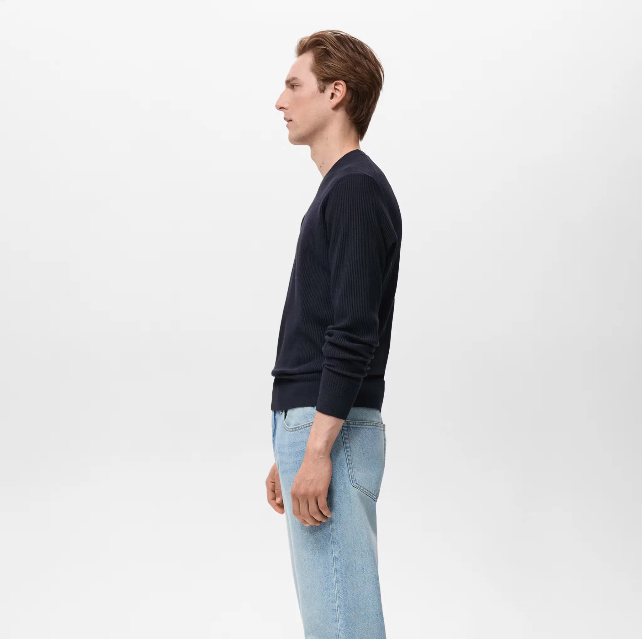 پلیور یقه گرد مردانه مانگو مدل REGULAR FIT COTTON