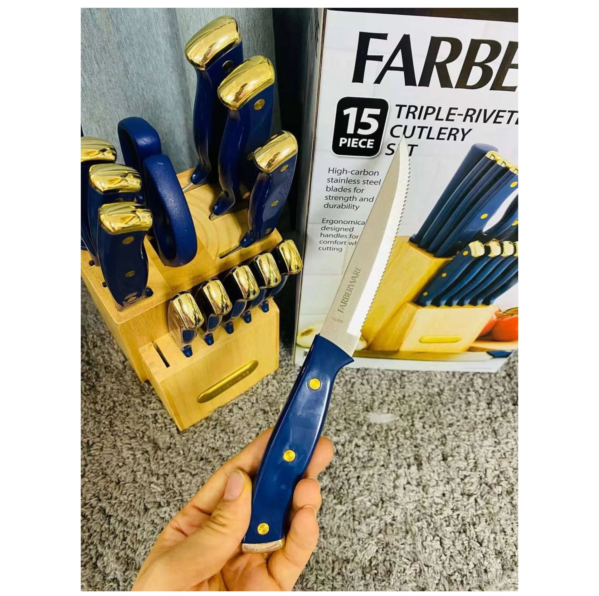 سرویس چاقو آشپزخانه 15 پارچه مدل Farberware