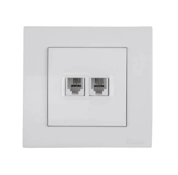 پریز تلفن دو سوکت پارت الکتریک مدل تابش کد 5181 بسته 5 عددی