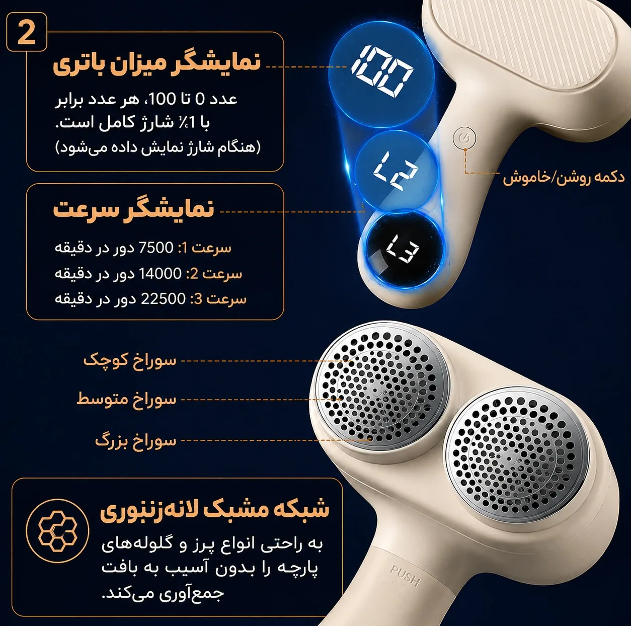 پرزگیر لباس شارژی مدل دو کاره کد ZG-T01