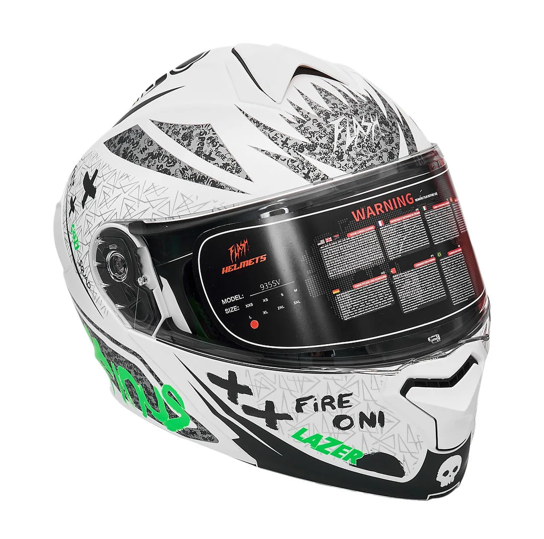 کلاه کاسکت فک متحرک فلش مدل 935sv neon-yellowgreen-white