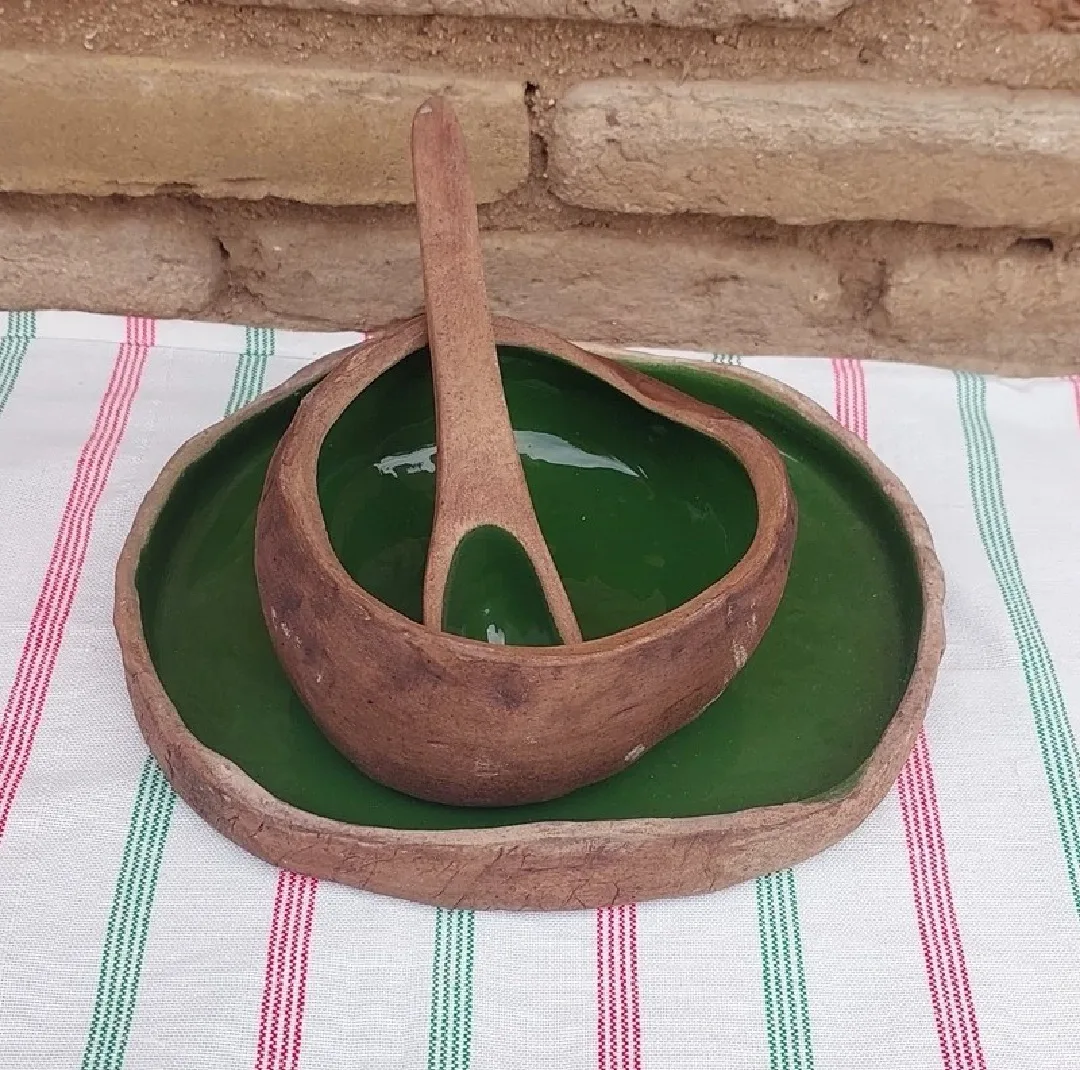 ست کاسه و  بشقاب سفالی مدل دسر خوری