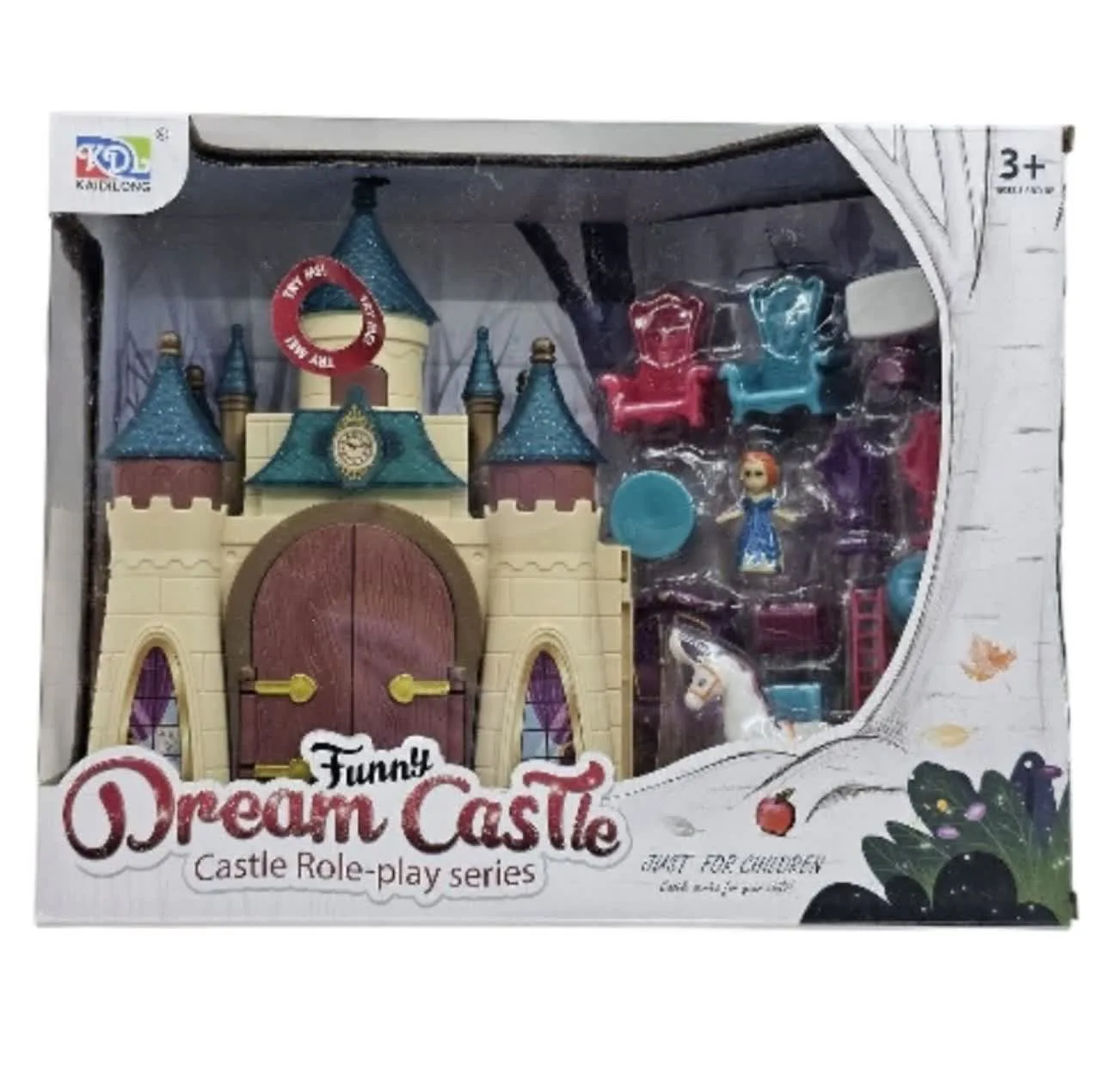 اسباب بازی ناب سل مدل خانه عروسکی طرح قصر رویایی سقف اکلیلی موزیکال چراغدار کد FUNNY DREAM CASTLE مجموعه 16 عددی