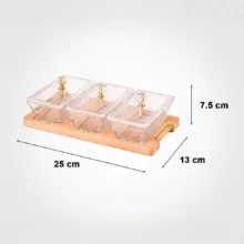 اردوخوری لیمون مدل مستطیل پایه چوبی کد FIDOKA-2248 مجموعه 4 عددی