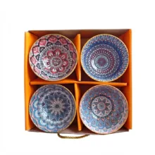 پیاله چینی بوهمیا مدل رنگارنگ بسته 4 عددی