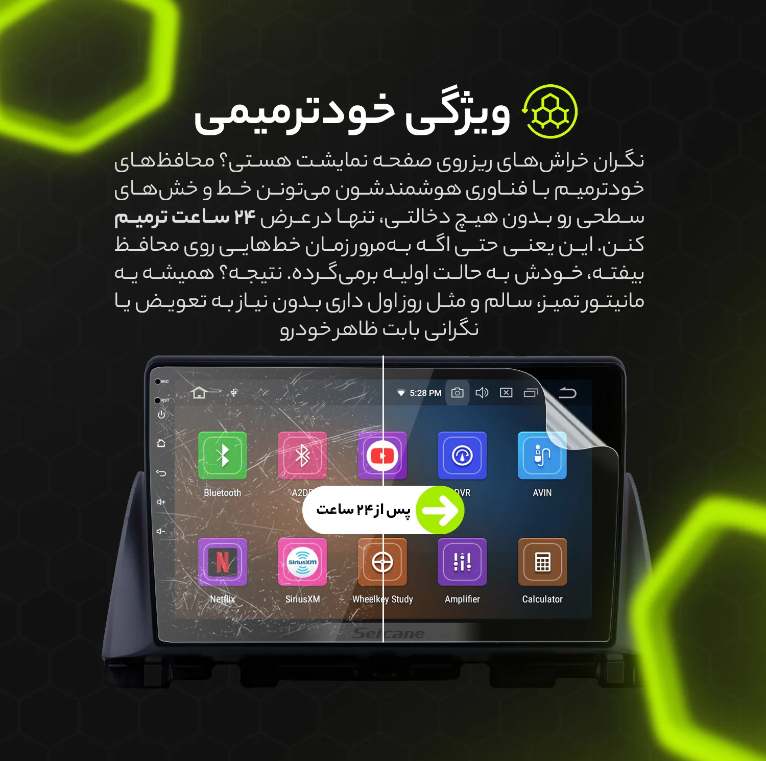 محافظ صفحه نمایش آنتی رفلکس مانیتور خودرو مولتی نانو مدل X-S1B مناسب برای ریرا