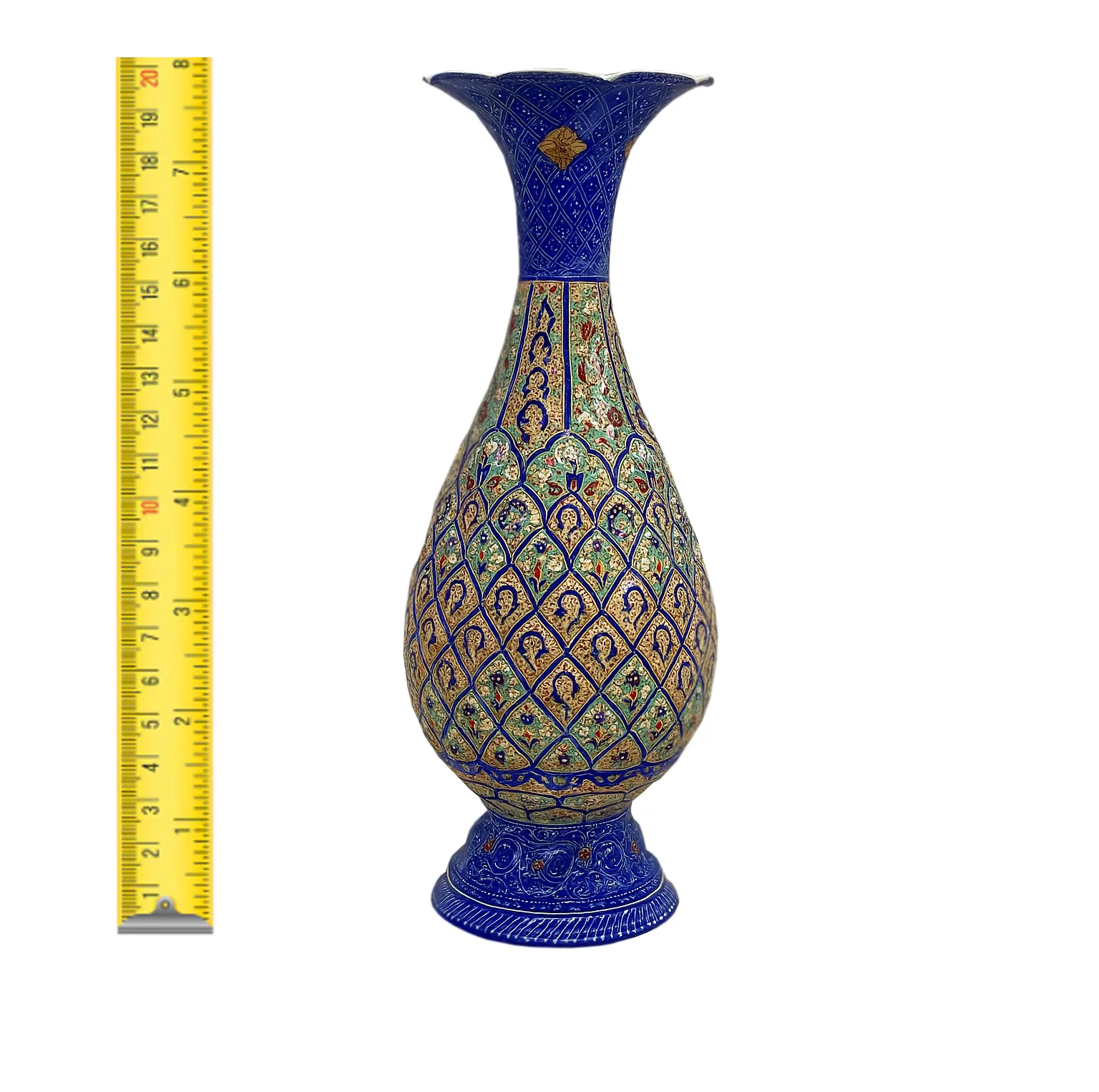 گلدان میناکاری اسماعیلی مدل خمره ای نقش برجسته کد 841159-5
