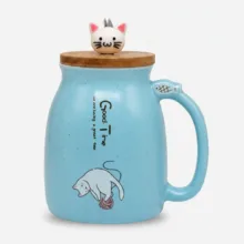 ماگ طرح گربه درب دار